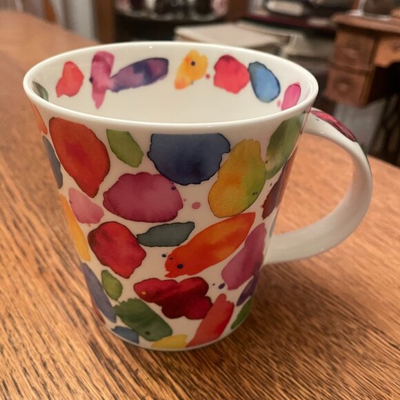 Dunoon Blobs Red Caroline Bessey Bone China Coffee Cup Mug made in England - Picture 1 of 5